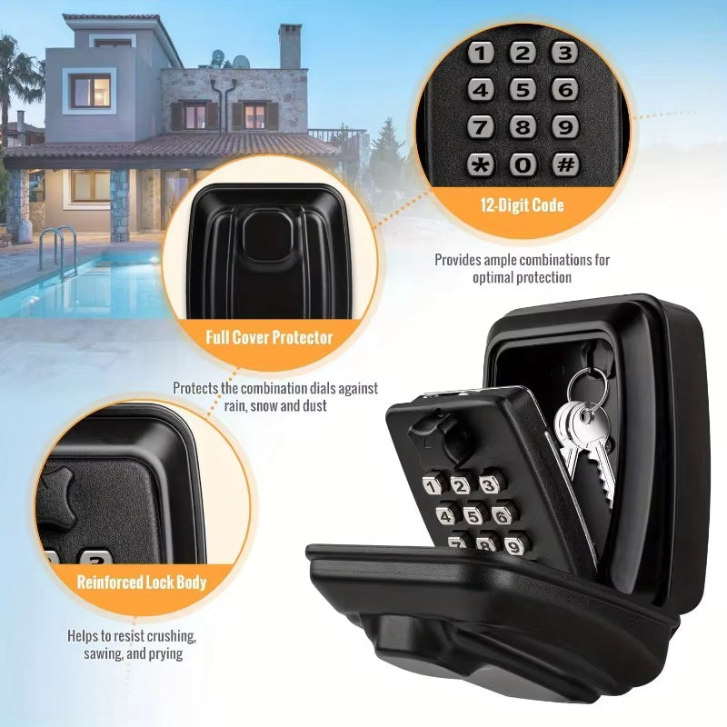 Luxora Weatherproof Anti-theft Key Lock Box with Adjustable Code for Indoor and Outdoor Use