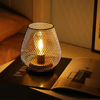 Lumora Premium Wireless LED Table Lamp With Metal Mesh Shade For Living Room Ambient Glow