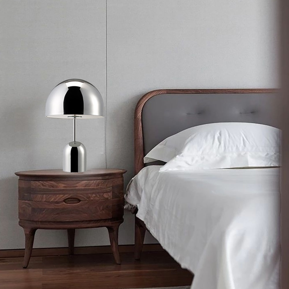 Cordless Bell Table Lamp - Touch Control LED Bedside Light - Black