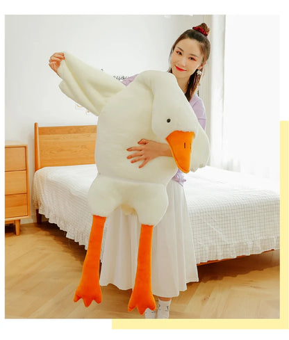 Luxora Big White Goose Plush Toy – Oversized Soft Pillow for Kids & Adults