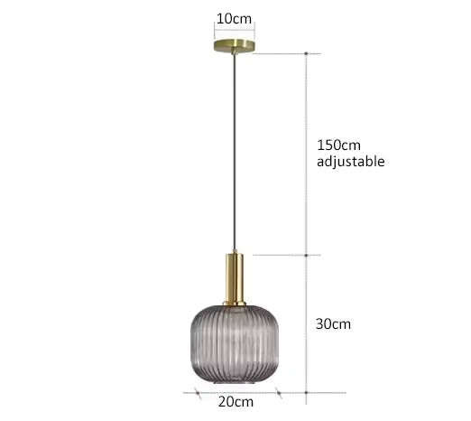 Luxora Nordic Glass Pendant Light, Brass Finish Warm Glow Hanging Lamp