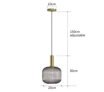 Luxora Nordic Glass Pendant Light, Brass Finish Warm Glow Hanging Lamp