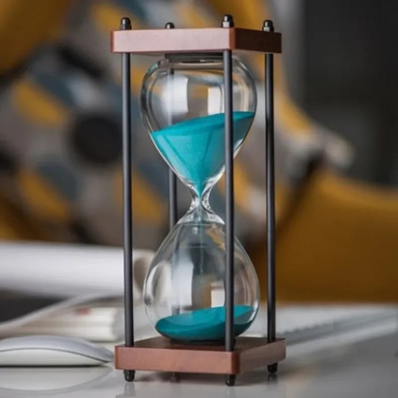 RoyaleGlow 60-Minute Sand Timer - Large Metal & Glass Hourglass for Desk Decor & Productivity