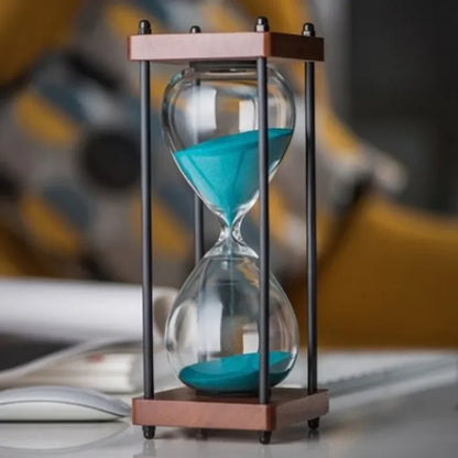 RoyaleGlow 60-Minute Sand Timer - Large Metal & Glass Hourglass for Desk Decor & Productivity