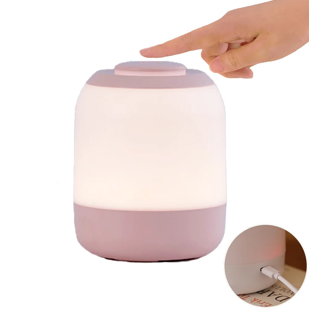 Rayvia Touch Sensor LED Table Lamp - Portable Night Light for Bedroom & Kids - Pink / Rechargeable Style
