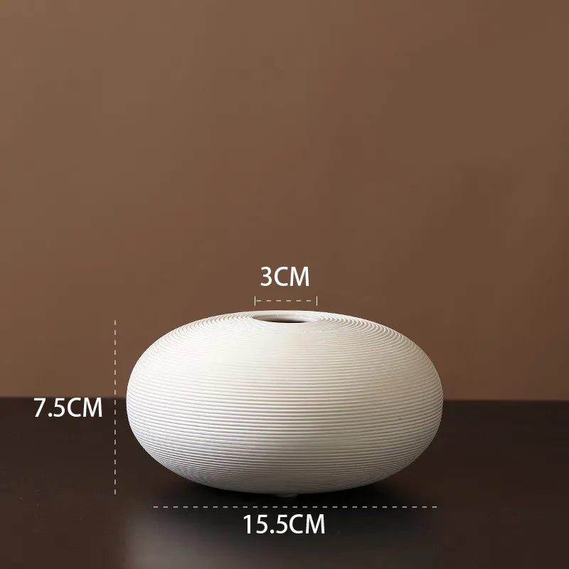Minimalist Ceramic Vase – Handcrafted Matte Finish Decor Vase - White 6