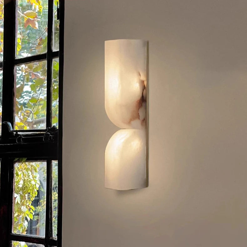 RoyaleGlow Art Deco Alabaster Natural Marble Hallway Dimmable Wall Sconce