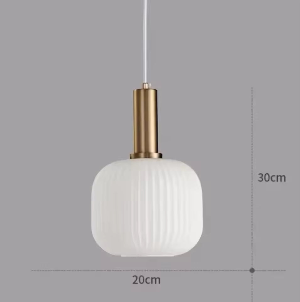 Luxora Nordic Glass Pendant Light, Brass Finish Warm Glow Hanging Lamp