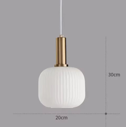 Luxora Nordic Glass Pendant Light, Brass Finish Warm Glow Hanging Lamp