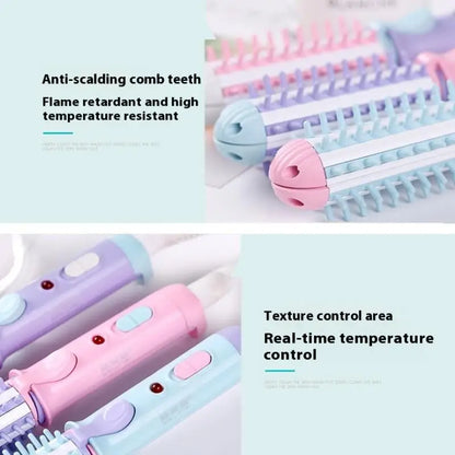 Rayvia Mini 2-in-1 Curling Iron Brush & Hair Straightener, Portable Travel Styler