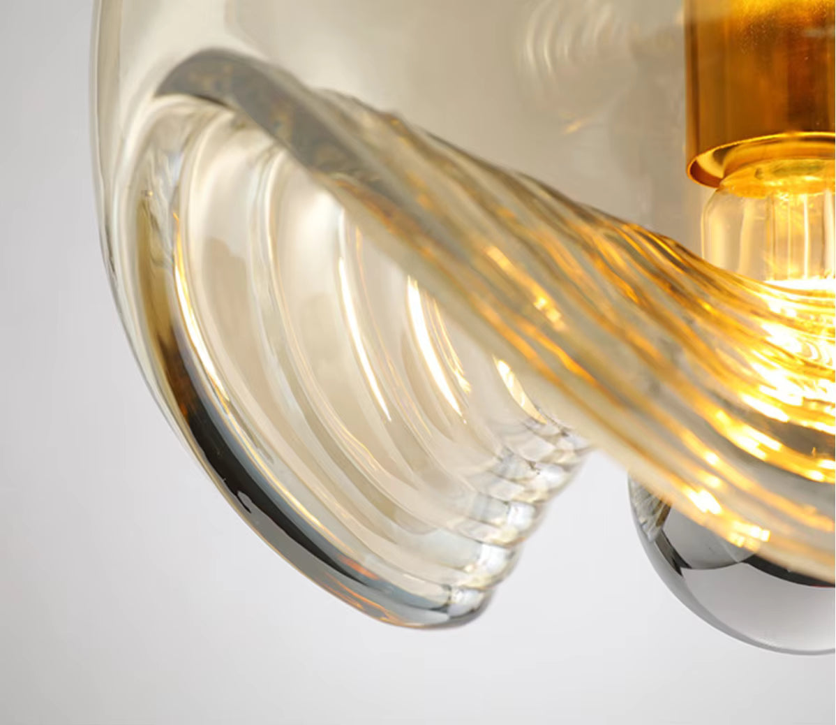 Royelux Modern Wave Pendant Light - Clear Glass  Hanging Fixture for Bedroom, Dining
