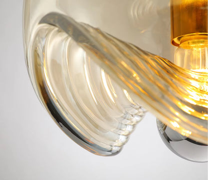 Royelux Modern Wave Pendant Light - Clear Glass  Hanging Fixture for Bedroom, Dining