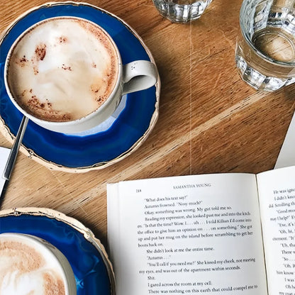 Luxora Blue Agate Coaster with Gold-Plated Edges – Heat-Resistant Beverage Holder