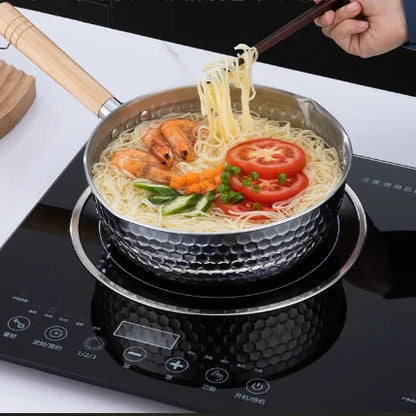 Royallure 430 Stainless Steel Japanese Snow Pot with Wooden Handle for Cooking