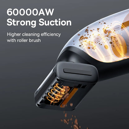 Wireless Car Vacuum Cleaner – Baseus AP02 with Roller Brush & LED Light