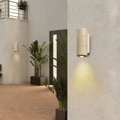 LuxRoyale Luxurious Wabi Sabi Yellow Marble Dimmable Wall Lamp - Travertine Stair Corridor Decor Sconce