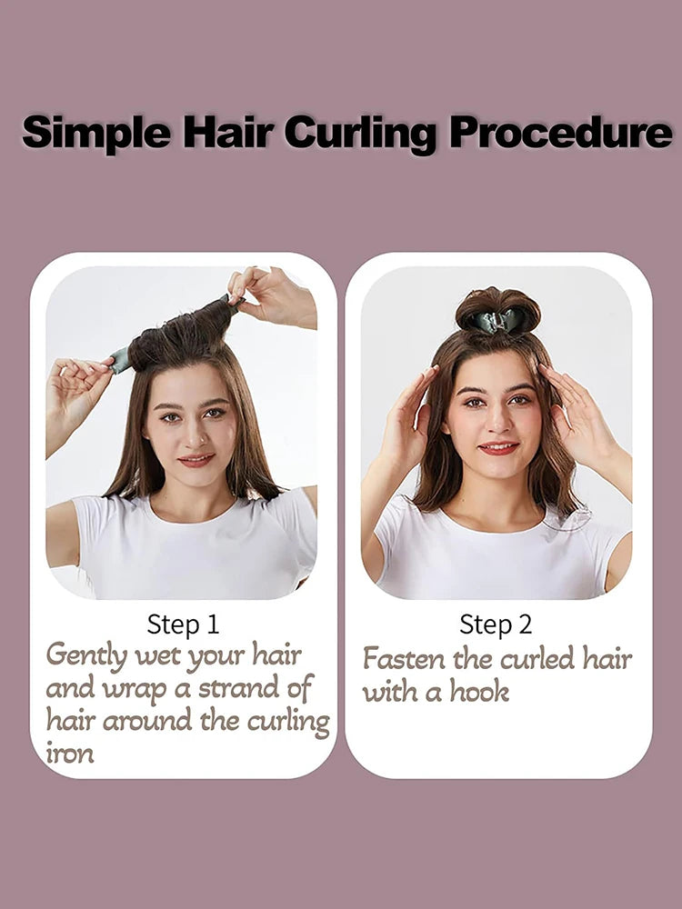 Royallure Heat-Free Curling Iron for Damage-Free Overnight Curls, Hair Styling Tools Soft Flannel Design