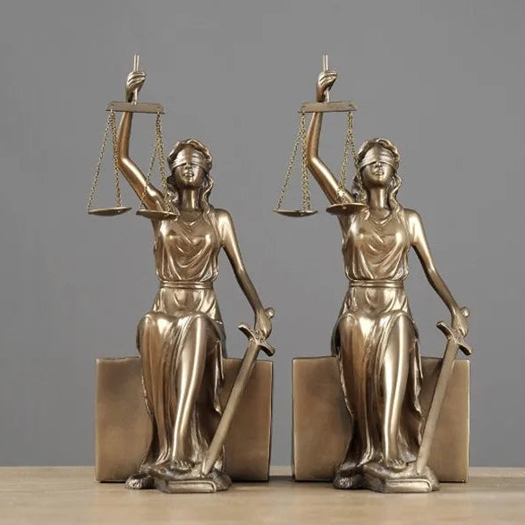 Royelux Blindfolded Lady Justice Statue - Themis Goddess Figurine with Scales & Sword