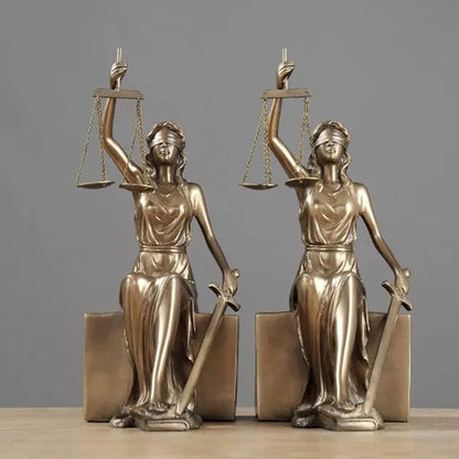 Royelux Blindfolded Lady Justice Statue - Themis Goddess Figurine with Scales & Sword
