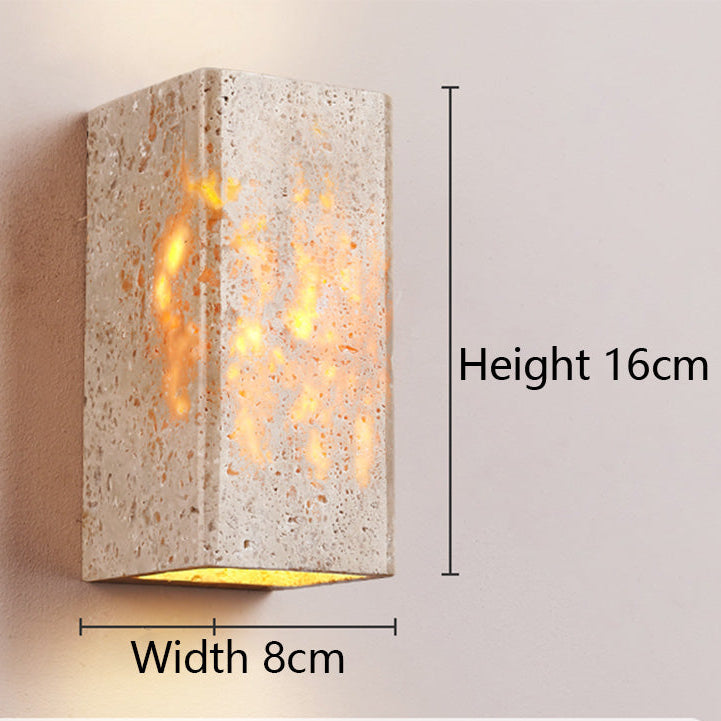 LuxRoyale Natural Travertine LED Wall Sconce- Wabi Sabi Cube Up Down Light