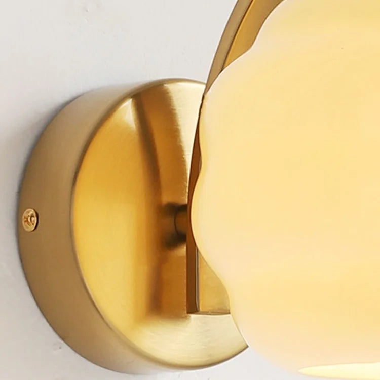 LuxRoyale Art Deco White Glass Wall Sconce with Gold Finish