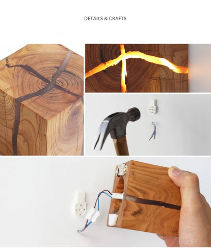Luxora Wood Wall Light Sconce with Unique Crack Design for Modern Interiors