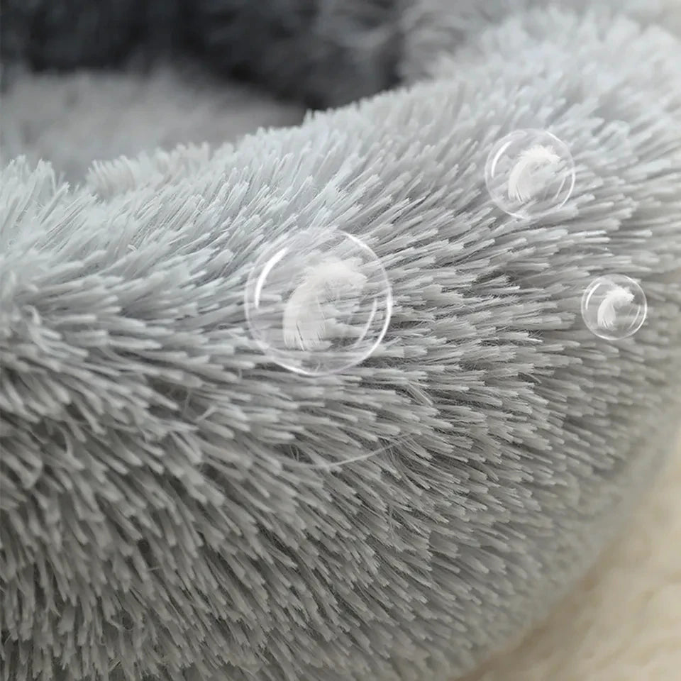Royallure Cozy Donut Plush Round Dog Bed for Comfort and Anxiety Relief in Multiple Sizes