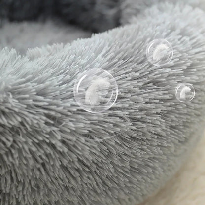 Royallure Cozy Donut Plush Round Dog Bed for Comfort and Anxiety Relief in Multiple Sizes