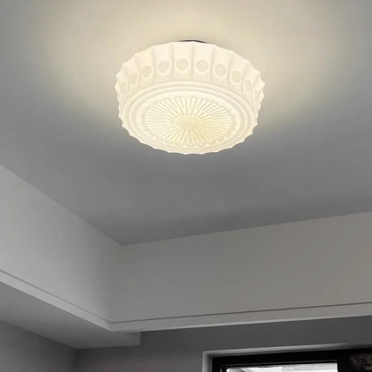 RoyaleGlow Art Deco Ivory Opal Milk Glass Schoolhouse LED Ceiling Light, 4000K Dimmable