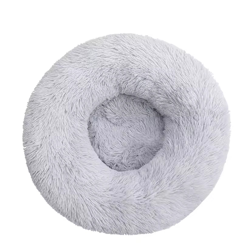 Royallure Cozy Donut Plush Round Dog Bed for Comfort and Anxiety Relief in Multiple Sizes