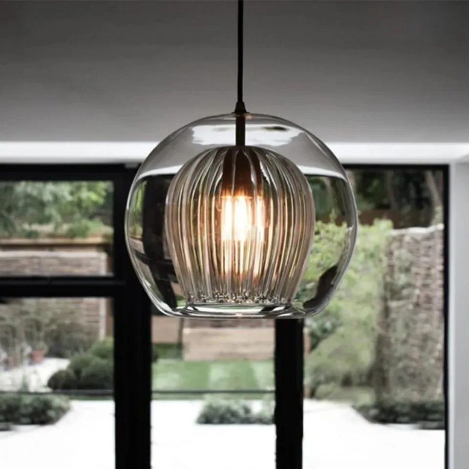 Luxora Nordic Glass Globe Pendant Light, Modern Hanging Lamp for Kitchen & Dining Room