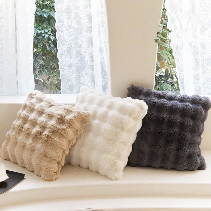 Lumora Luxe Faux Fur Cushion Cover With Plush Texture, Premium Home Decor for Sofa, Bed