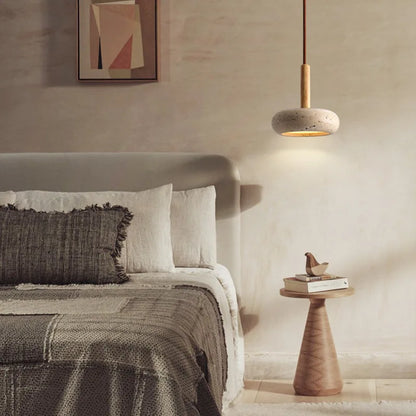 LuxRoyale Minimalist Copper Frosted Glass Pendant Lamp With Stone Accent for Soft Bedroom Lighting