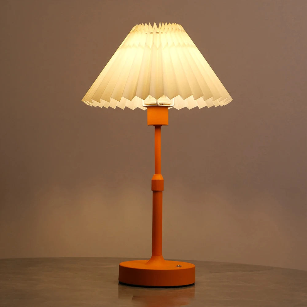 Royelux Rechargeable Cordless LED Table Lamp - Pleated Shade, Dimmable, Portable Design