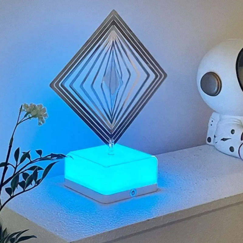 RoyaleGlow 3D Illusion Rotating Night Light Lamp – 10 Stylish Designs - Diamond / 3 Colors