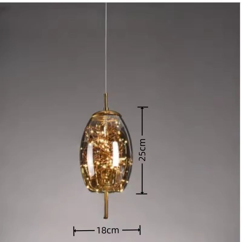 LuxRoyale Smoky Glass Pendant Light, Adjustable Wire Modern Lamp for Kitchen Island