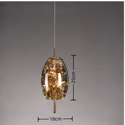 LuxRoyale Smoky Glass Pendant Light, Adjustable Wire Modern Lamp for Kitchen Island