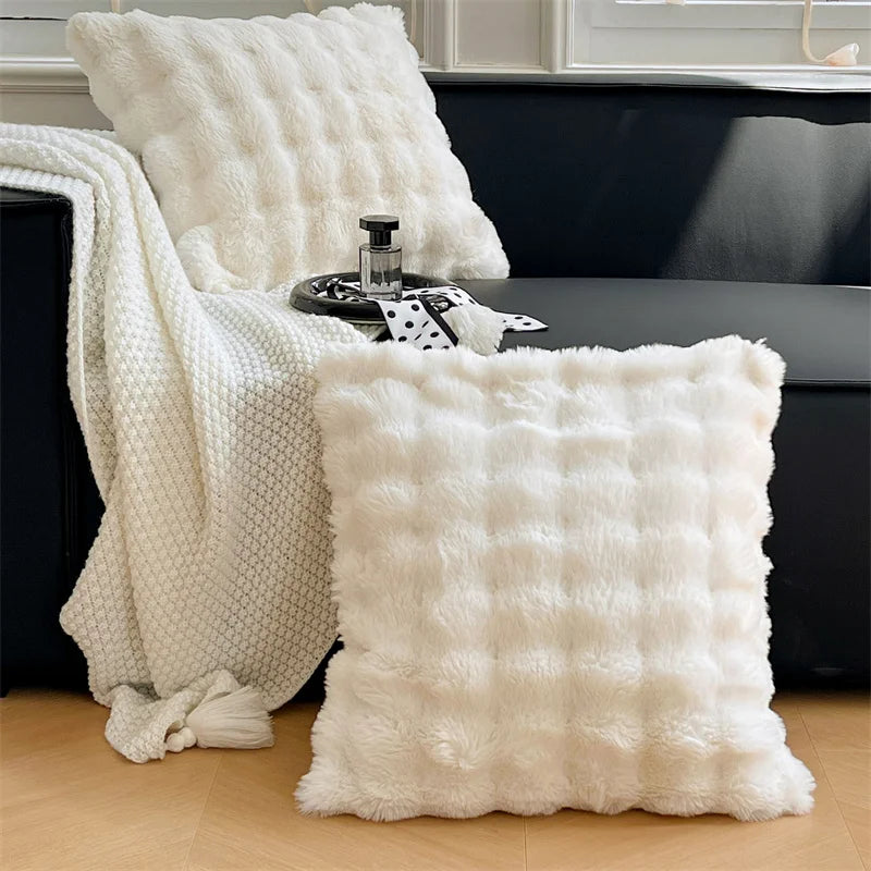 Lumora Luxe Faux Fur Cushion Cover With Plush Texture, Premium Home Decor for Sofa, Bed
