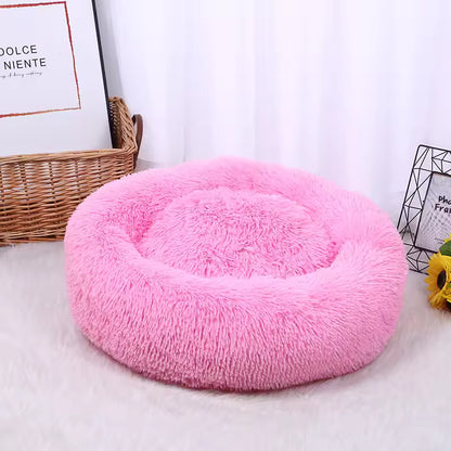 Royallure Cozy Donut Plush Round Dog Bed for Comfort and Anxiety Relief in Multiple Sizes