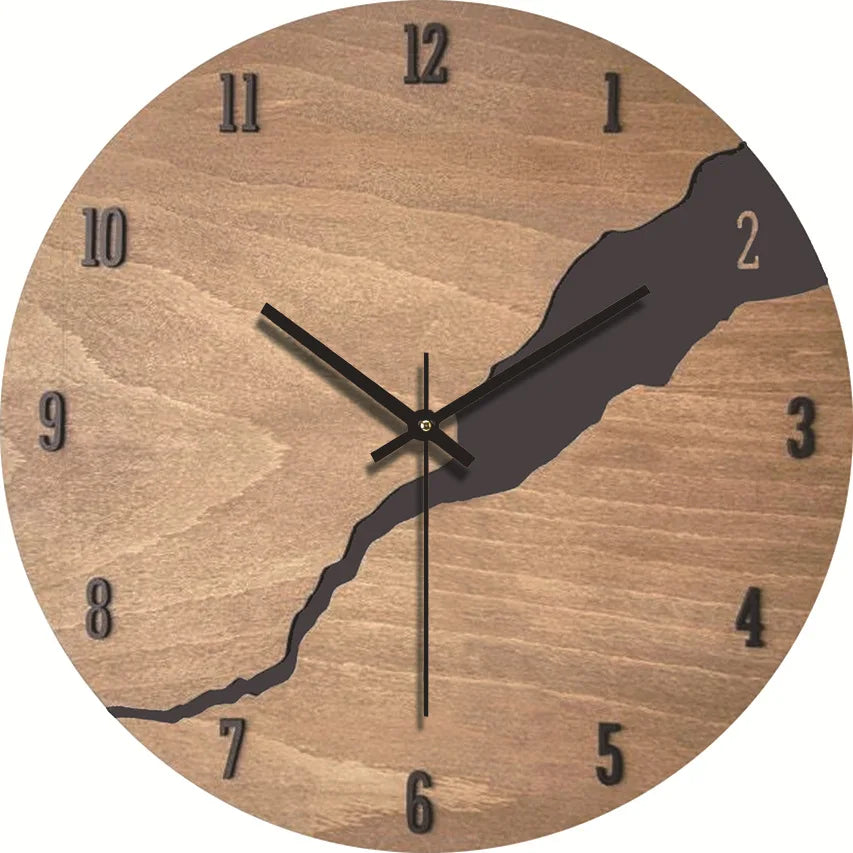 Royaleva River-Cut Wood Wall Clock Luxury Modern Timepiece for Living Rooms and Offices