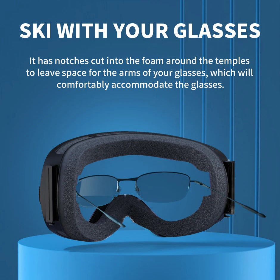 Luxora Double Layer Anti-Fog Ski Goggles with Interchangeable Lenses and UV400 Protection