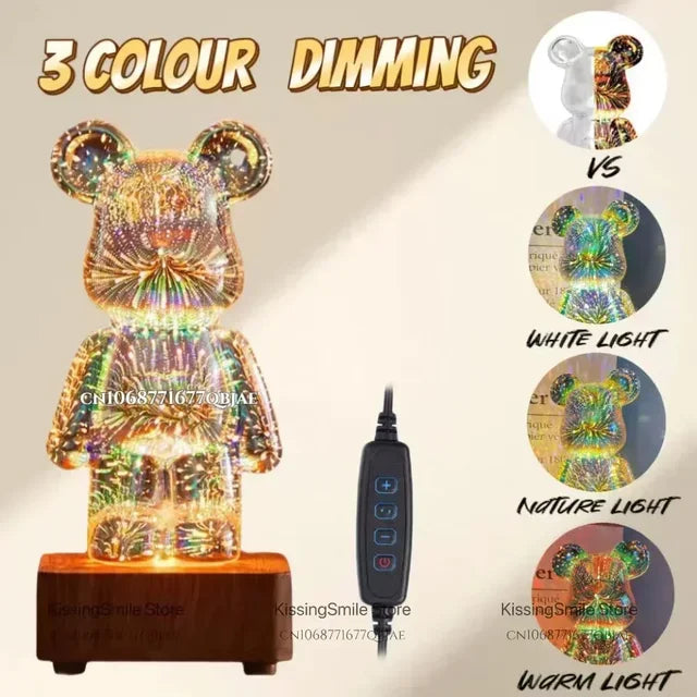 Add Magic to Your Space with the 3D Bear Firework LED Lamp - 3 Color