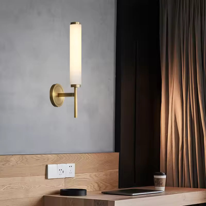 LuxRoyale Spanish Marble Wall Sconce - All Copper Minimalist Wall Light