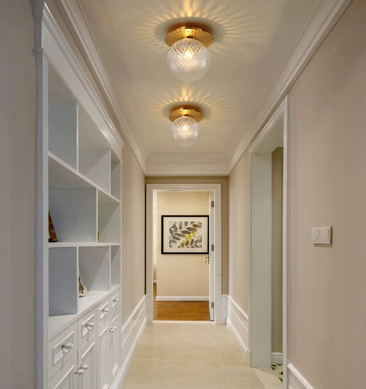 LuxRoyale Luxury Glass Globe Ceiling Light Brushed Brass Canopy