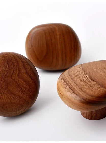 Luxora Wooden Wall Coat Hooks - 4pc Drill-Free Pebble Shape Hanger