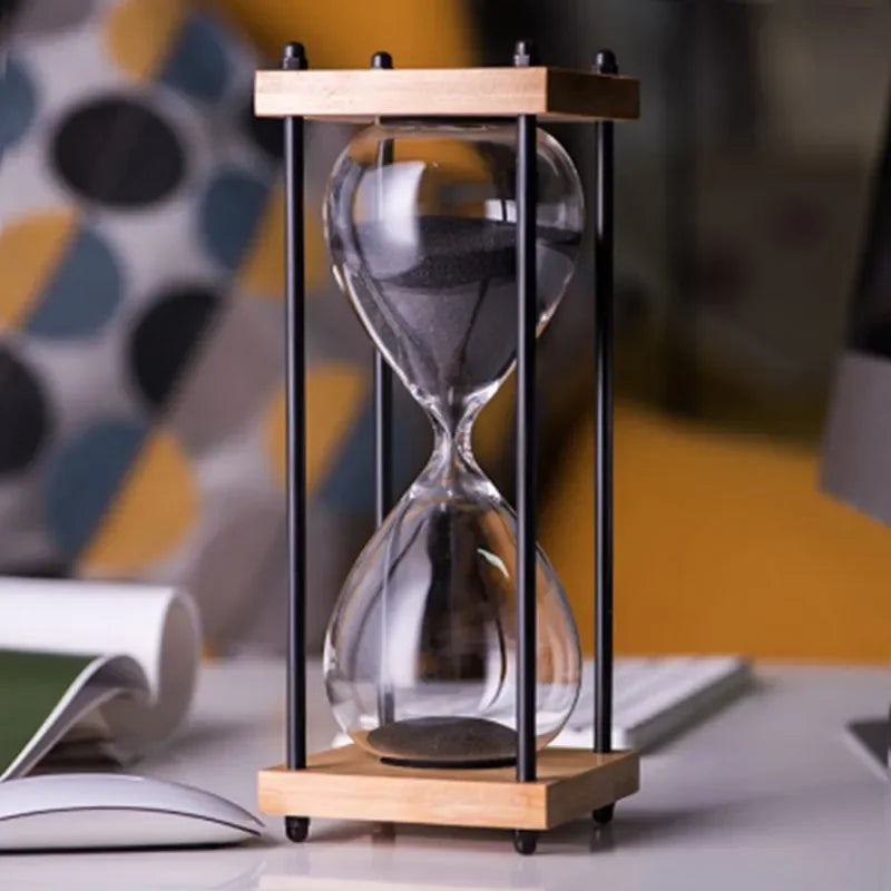 RoyaleGlow 60-Minute Sand Timer - Large Metal & Glass Hourglass for Desk Decor & Productivity