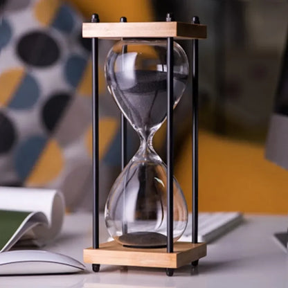 RoyaleGlow 60-Minute Sand Timer - Large Metal & Glass Hourglass for Desk Decor & Productivity