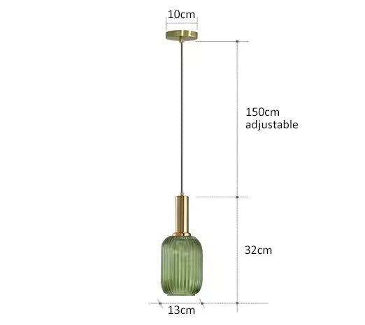 Luxora Nordic Glass Pendant Light, Brass Finish Warm Glow Hanging Lamp