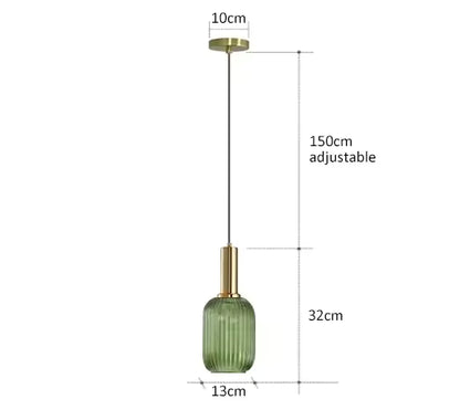 Luxora Nordic Glass Pendant Light, Brass Finish Warm Glow Hanging Lamp