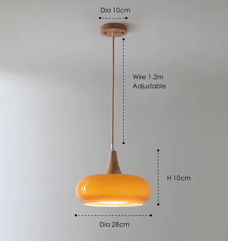 Royallure Amber Glass Adjustable Pendant Light for Kitchen, Restaurant and Bar